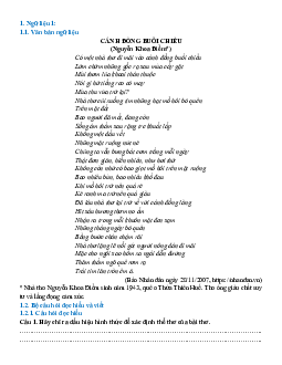 Ngữ liệu ngoài sgk lớp 11 phần Thơ tượng trưng