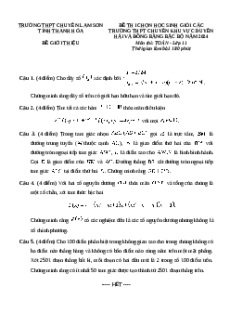 Đề thi HSG Toán 11 Trường THPT Chuyên Lam Sơn - Thanh Hóa