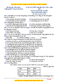 Đề thi thử Địa lí trường Chuyên Vĩnh Phúc lần 1 năm 2023