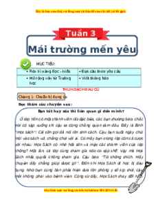 Bài tập cuối tuần Tiếng việt lớp 3 Tuần 3 Chân trời sáng tạo (có lời giải)
