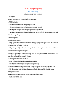 Giáo án Bài 2: Cơ năng Khoa học tự nhiên 9 Chân trời sáng tạo