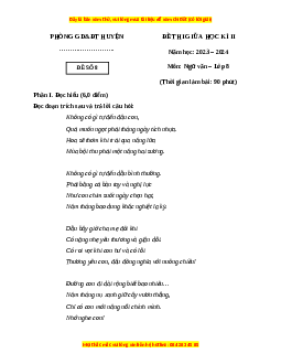 Đề thi giữa kì 2 Ngữ văn 8 Kết nối tri thức (Đề 8)