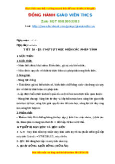 Giáo án Thứ tự thực hiện các phép tính Toán 6 Kết nối tri thức