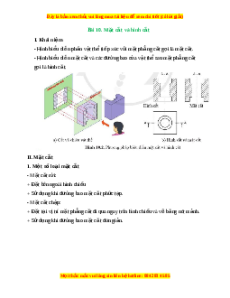Lý thuyết Công nghệ 10 Cánh diều Bài 10: Mặt cắt và hình cắt