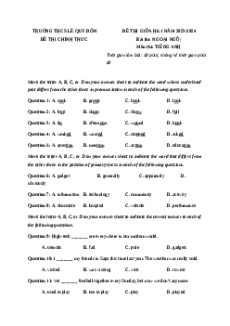 Đề thi giữa kì 1 Tiếng Anh 8 ilearn smart world trường THCS Lê Quý Đôn