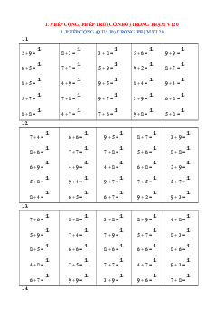 Chuyên đề Toán lớp 2 (Phiếu bài tập rèn kĩ năng tính toán)