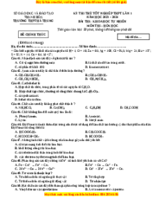 Đề thi thử tốt nghiệp Hóa học trường THPT Hà Trung lần 1 năm 2024