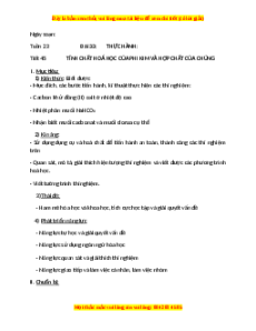 Giáo án Thực hành: Tính chất hóa học của phi kim và hợp chất của chúng Hóa học 9