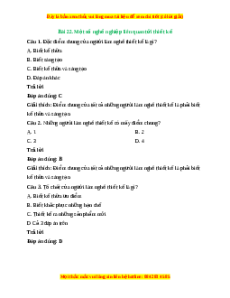 Trắc nghiệm Công nghệ 10 Bài 22 Cánh diều: Một số nghề nghiệp liên quan tới thiết kế