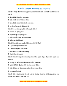 Đề thi cuối kì 2 Sinh học 12 (Đề 1)