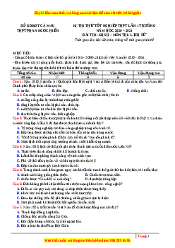 Đề thi thử Lịch Sử trường Phan Ngọc Hiển lần 1 năm 2021