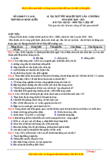 Đề thi thử Lịch Sử trường Phan Ngọc Hiển lần 1 năm 2021