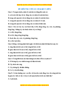 Đề thi cuối kì 2 Sinh học 9 (Đề 5)