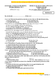 Đề thi thử tốt nghiệp Lịch sử trường THPT Hậu Lộc 3 năm 2024