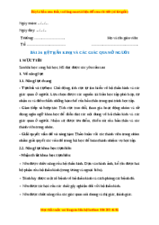 Giáo án Hệ thần kinh và các giác quan ở người Sinh học 8 Cánh diều