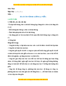 Giáo án Ôn tập đo lường Toán lớp 2 Kết nối tri thức