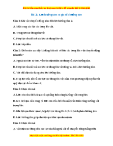 Trắc nghiệm Lực hướng tâm và gia tốc hướng tâm Vật lí 10 Kết nối tri thức