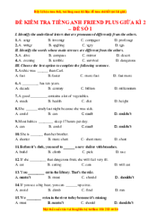 Bộ 10 đề thi giữa kì 2 Tiếng Anh 7 Friends plus có đáp án