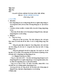 Giáo án Bài 14 Khoa học tự nhiên 9 Cánh diều (2024): Năng lượng tái tạo