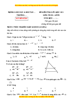 Đề thi giữa kì 2 Toán 8 Chân trời sáng (Đề )