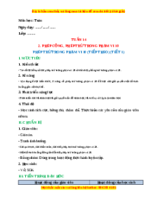 Giáo án Phép trừ trong phạm vi 10 (Tiếp theo) Toán lớp 1 Cánh diều