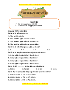 Bài tập cuối tuần Toán lớp 3 Tuần 20 Cánh diều (có lời giải)