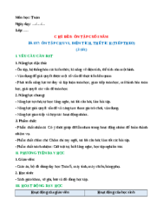 Giáo án Ôn tập chu vi, diện tích, thể tích (tiếp theo) Toán lớp 5 Chân trời sáng tạo