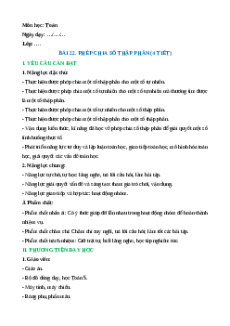 Giáo án Phép chia số thập phân Toán lớp 5 Kết nối tri thức