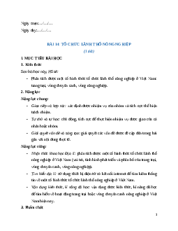 Giáo án Bài 14 Địa lí 12 Chân trời sáng tạo (2024): Tổ chức lãnh thổ nông nghiệp