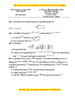 Đề thi vào 10 môn Toán tỉnh Ninh Thuận năm 2020
