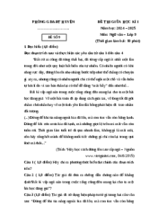 Đề thi giữa kì 1 Ngữ văn 9 Chân trời sáng tạo 2024 (Đề 9)
