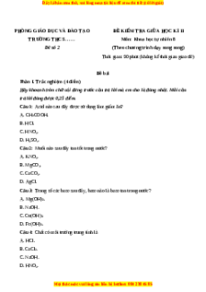 Đề thi giữa kì 2 KHTN 8 Cánh diều (song song) - Đề 2
