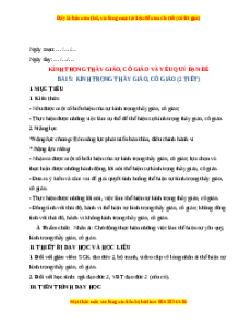 Giáo án Bài 5 Đạo đức lớp 2 Chân trời sáng tạo: Kính trọng thầy giáo, cô giáo