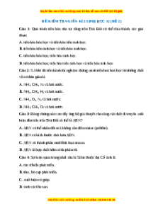 Đề thi giữa kì 2 Sinh học 12 (Đề 2)
