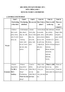 Đề cương ôn tập Cuối kì 2 Tiếng Anh 3 Family and Friends