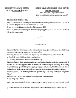 Đề thi hsg KHTN 8 năm 2023-2024 Trường THCS Quảng Hải