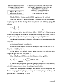 Đề thi HSG Hóa học 10 Trường THPT Chuyên Lê Khiết - Quảng Ngãi