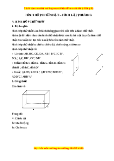 Lý thuyết Hình hộp chữ nhật. Hình lập phương Toán 5