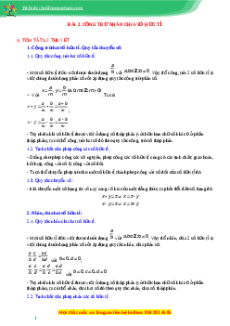 Chuyên đề Cộng, trừ, nhân, chia số hữu tỉ Toán 7 Cánh diều