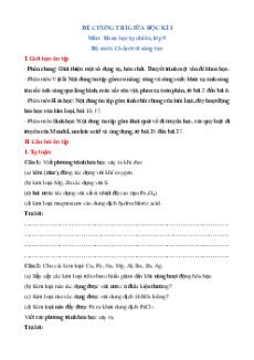 Đề cương ôn tập Giữa kì 1 Khoa học tự nhiên 9 Chân trời sáng tạo