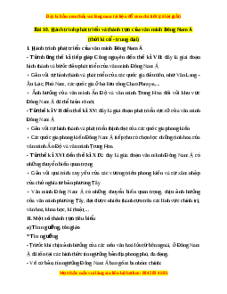 Lý thuyết Lịch sử 10 Kết nối tri thức Bài 10: Hành trình phát triển và thành tựu của văn minh Đông Nam Á (thời kì cổ - trung đại)