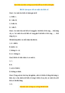 Trắc nghiệm Làm quen với xác suất của biến cố Toán 7 Kết nối tri thức