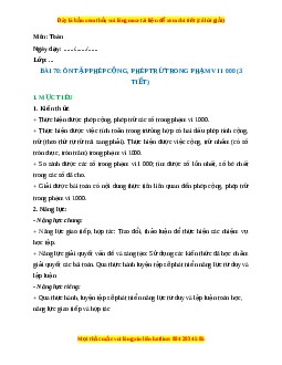 Giáo án Ôn tập phép cộng, phép trừ trong phạm vi 1000 Toán lớp 2 Kết nối tri thức