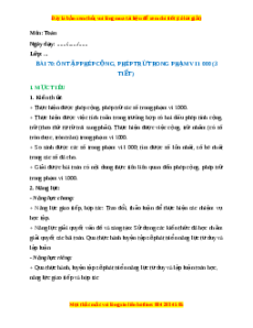 Giáo án Ôn tập phép cộng, phép trừ trong phạm vi 1000 Toán lớp 2 Kết nối tri thức
