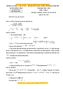 Đề thi HSG Toán 7 năm 2024 Phòng GD&ĐT Nông Cống - Thanh Hóa