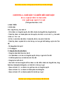 Giáo án Bài 13 Địa lí 6 Cánh diều (2024): Khí quyển của Trái Đất. Các khối khí. Khí áp và gió