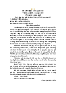 Đề thi giữa kì 1 Tiếng Việt lớp 5 Cánh diều (Đề 6)