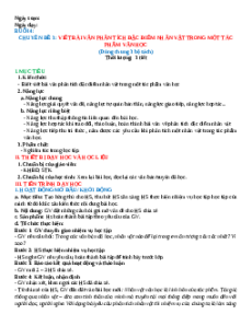 Giáo án Chuyên đề 3. Viết bài văn phân tích đặc điểm nhân vật trong một tác phẩm văn học