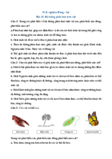 Trắc nghiệm KHTN 6 Kết nối tri thức Chương 7 (có đúng sai, trả lời ngắn)