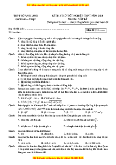 Đề thi thử tốt nghiệp Vật lí Sở An Giang năm 2024